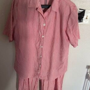 Vintage Leslie Fay Pink and White Striped sportswear